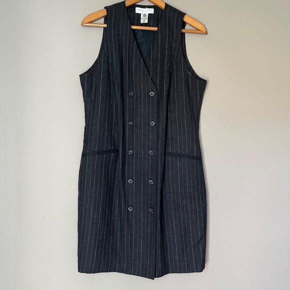 Vintage‎ Wool Button Down Sleeveless Dress Size 8 Modest Casual Academia - Picture 1 of 3